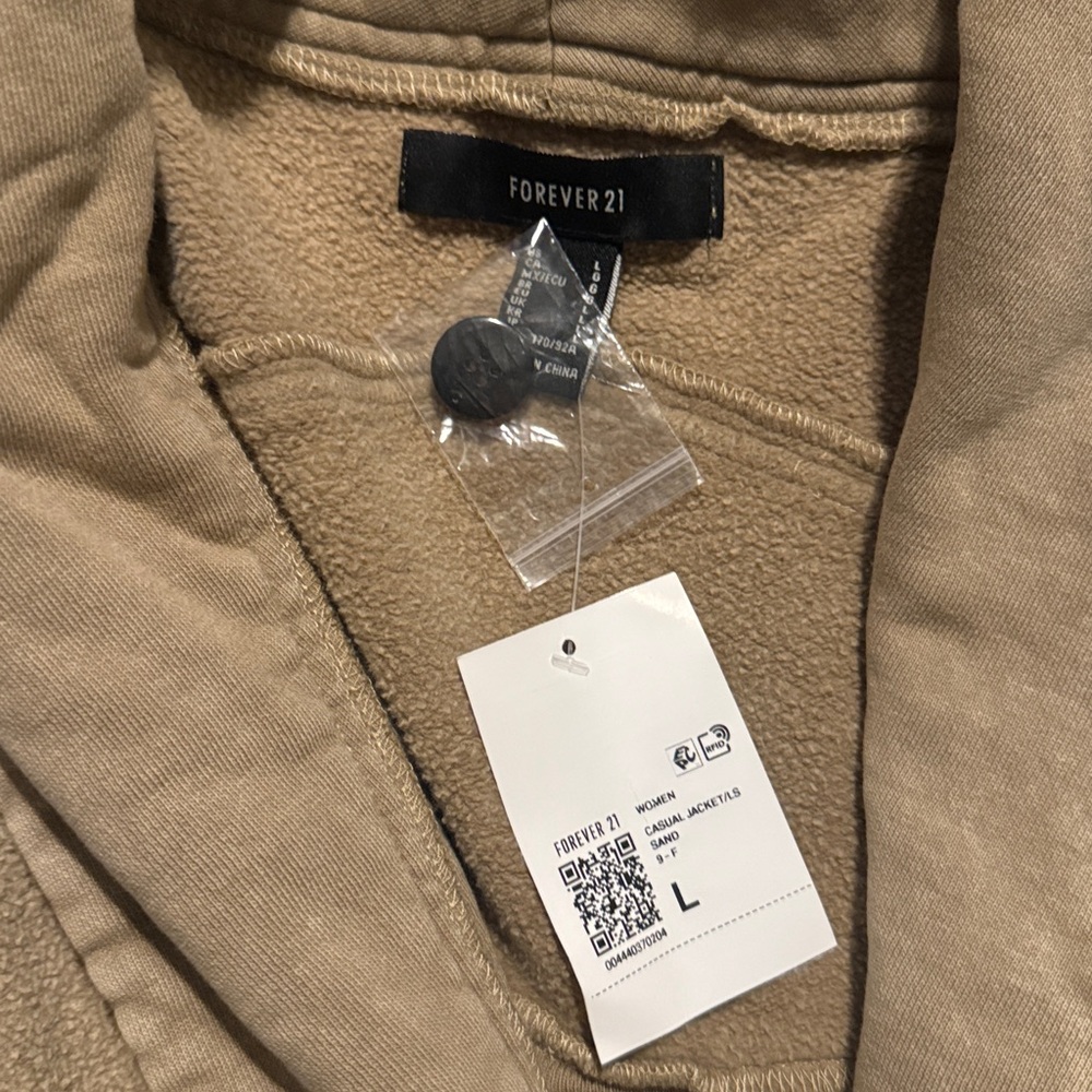 Forever 21 Tan Shawl Collar Cardigan Sweatshirt - Picture 2 of 3